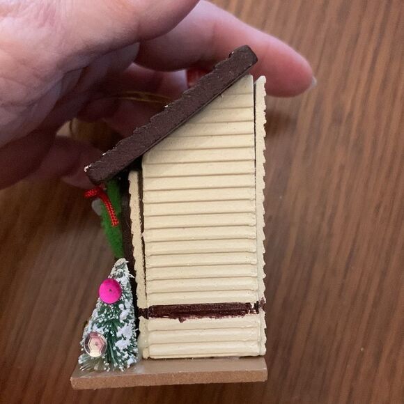 Large vintage wooden house or cabin Christmas tree ornament - Picture 6 of 8